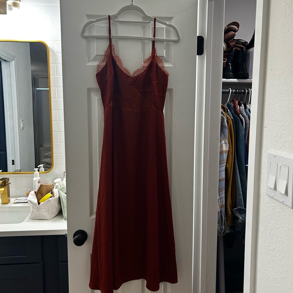 Lulu's Burgundy Lace Trim Dress
